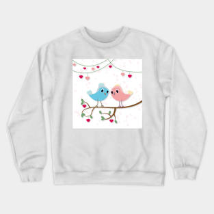 Love birds sitting on tree branch Crewneck Sweatshirt